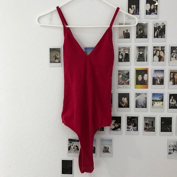LF Tops - Red strappy bodysuit